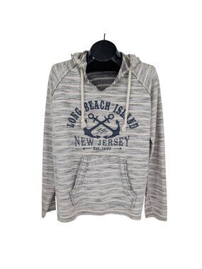Vineyard Crew Long Beach Island NJ Hoodie Anchor Nautical Distressed Beach Small